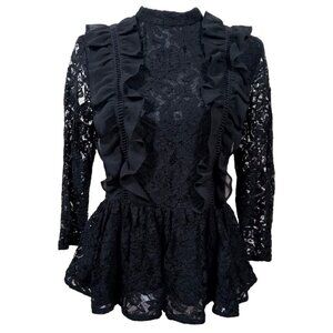 Marled Reunited Clothing Sexy Womens Lace Ruffle Peplum Blouse Size Small